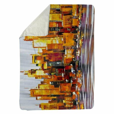 BEGIN HOME DECOR 60 x 80 in. Orange Buildings-Sherpa Fleece Blanket 5545-6080-CI43